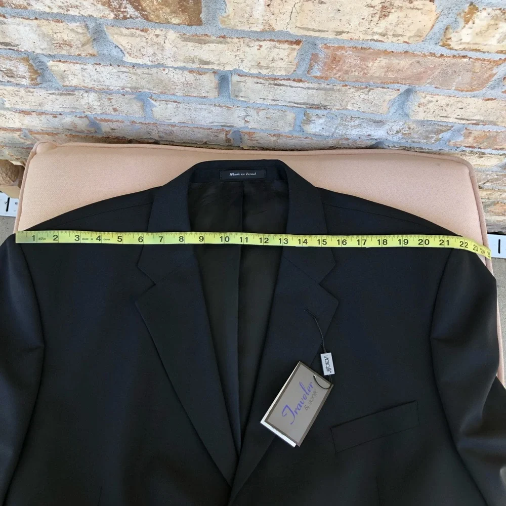 Traveler by Lacrosse Wool Lycra Wrinkle Resistance‎ Black Jacket Blazer 52 XL